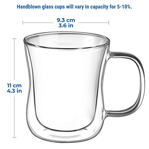 Ecooe Doble Pared de Vidrio de Borosilicato Tazas para el Té Café con Leche Latte Capuchino Jugo 2x350ml