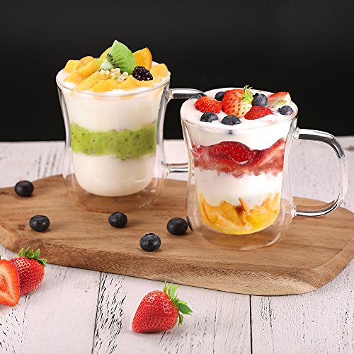 Ecooe Doble Pared de Vidrio de Borosilicato Tazas para el Té Café con Leche Latte Capuchino Jugo 2x350ml