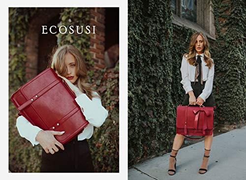 ECOSUSI Bolso Mujer Bandolera Vintage Mochila para Mujer con Bolsa de portátil con Lazo Desmontable 15.6 Pulgadas Bolso de Hombro para Mujer Portátiles Sencillo