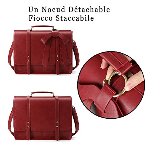 ECOSUSI Bolso Mujer Bandolera Vintage Mochila para Mujer con Bolsa de portátil con Lazo Desmontable 15.6 Pulgadas Bolso de Hombro para Mujer Portátiles Sencillo