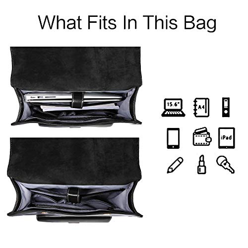 ECOSUSI Mochilas para Laptop 15.6 Pulgadas Vintage Lady Bolso Bandolera Cuero PU Mochila For Escuela Universitaria,Negro