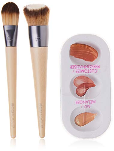 EcoTools® - Juego con 2 brochas de maquillaje y paleta de mezclado con tapa