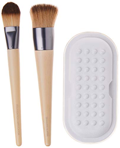 EcoTools® - Juego con 2 brochas de maquillaje y paleta de mezclado con tapa