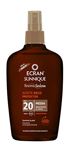 Ecran Sunnique Broncea+, Aceite Protector Solar Seco con SPF20 - 200 ml