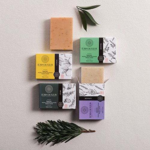 Écrin De Fleur | Jabón de Mandarina | Orgánico Certificado | Hecho a Mano en Francia con Aceites Esenciales de Caléndula y Tangerina | Apto para el Lavado Frecuente de las Manos | 100g