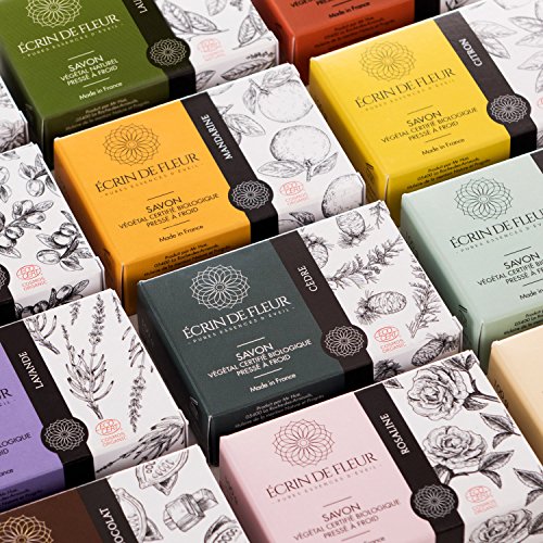 Écrin De Fleur | Jabón de Mandarina | Orgánico Certificado | Hecho a Mano en Francia con Aceites Esenciales de Caléndula y Tangerina | Apto para el Lavado Frecuente de las Manos | 100g