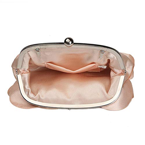 EDCV Mujer Rose Flower Chain Hand Bag Banquete de Boda Clutch Cena Monedero pequeño Vintage Ladies Floral Evening Bag, Rose Red