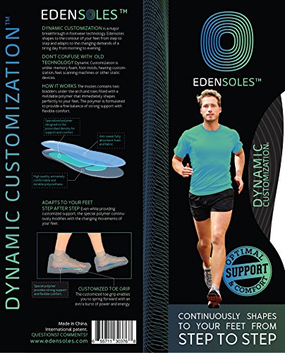 EDENSOLES Plantillas dinámicas para Mujer o Hombre Pequeños 35-40 (Arco Regular) Deporte/Casual