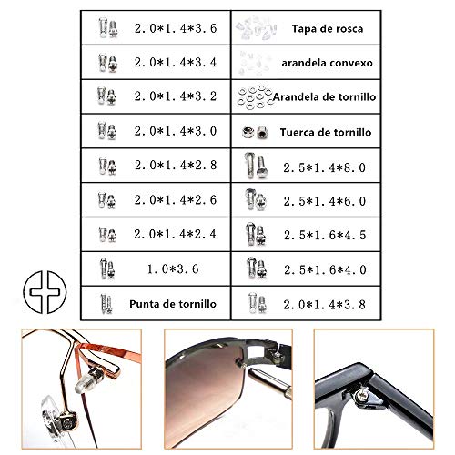 E·Durable Tornillo para Gafas Kit pequeño reparación Reloj Recambio 1100 Piezas Tuerca con Tornillos Las Piezas Lavadora Acero Inoxidable vidrios reparación Reloj Tuerca