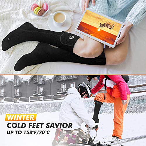 EEIEER Calcetines Calefactables Recargables, Calcetines Electricos Calefactables 7.4V 2400mAh 5-10 Horas Calentado Calcetin Calefactable Calentador de Pies para Esquí Senderismo Pesca Cámping