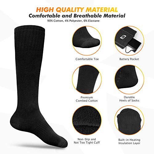 EEIEER Calcetines Calefactables Recargables, Calcetines Electricos Calefactables 7.4V 2400mAh 5-10 Horas Calentado Calcetin Calefactable Calentador de Pies para Esquí Senderismo Pesca Cámping