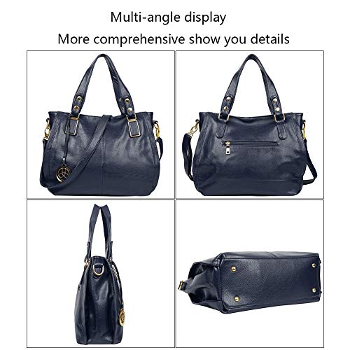 EGOGO Bolsos de Mujer, Bolso Cuero Bandolera Tote Bolso para Mujer Bolso de Compra E522-6 (Azul)