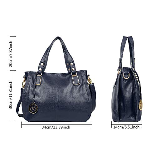 EGOGO Bolsos de Mujer, Bolso Cuero Bandolera Tote Bolso para Mujer Bolso de Compra E522-6 (Azul)