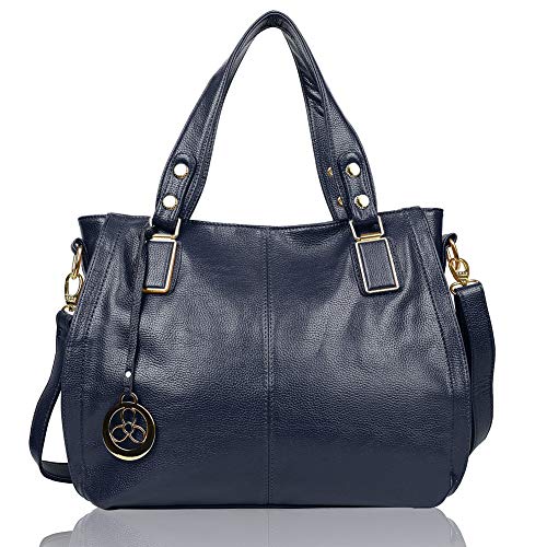 EGOGO Bolsos de Mujer, Bolso Cuero Bandolera Tote Bolso para Mujer Bolso de Compra E522-6 (Azul)