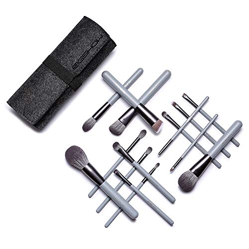 EIGSHOW pinceles de maquillaje conjuntos, 15 pcs esenciales pinceles de maquillaje, maquillaje vegan artesanía de calidad del sistema de cepillo includs 7 piezas vitales conjuntos de sombra de ojos