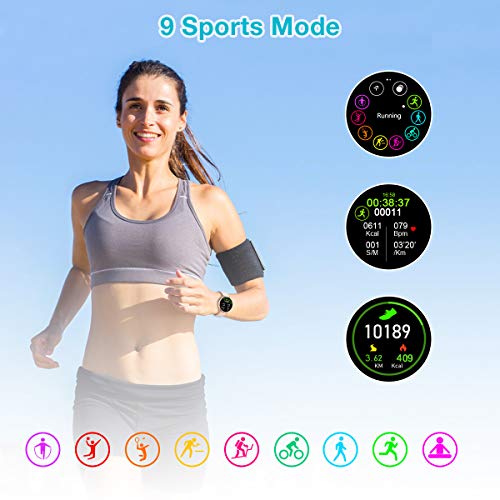 EIVOTOR Smartwatch para Mujer, Reloj Inteligente Pulsera Deportivo Pantalla Táctil Completa con Podómetro Calorías Monitor de Sueño Pulsómetros Cronógrafo Actividad de Fitness para Android iOS Rosa