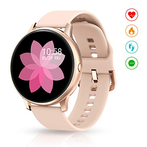 EIVOTOR Smartwatch para Mujer, Reloj Inteligente Pulsera Deportivo Pantalla Táctil Completa con Podómetro Calorías Monitor de Sueño Pulsómetros Cronógrafo Actividad de Fitness para Android iOS Rosa
