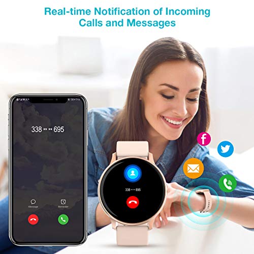 EIVOTOR Smartwatch para Mujer, Reloj Inteligente Pulsera Deportivo Pantalla Táctil Completa con Podómetro Calorías Monitor de Sueño Pulsómetros Cronógrafo Actividad de Fitness para Android iOS Rosa