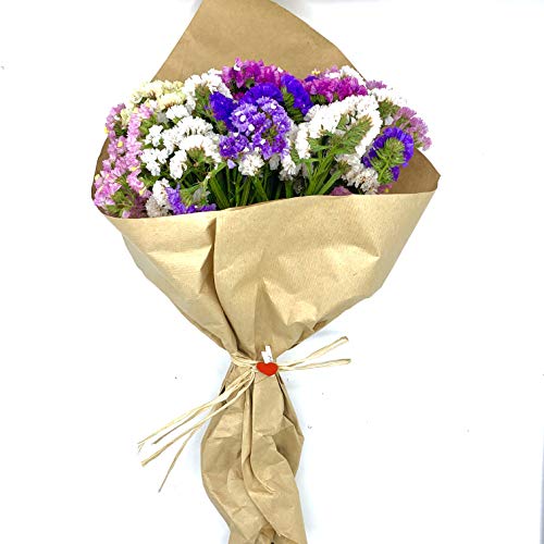 El Ático Garden. Ramo de flores secas naturales. Bouquet de flores secas decoración. Flores secas. Conjunto natural flores Statice o Siempreviva. Ramo de 40cmx20cm con pinza decoración.