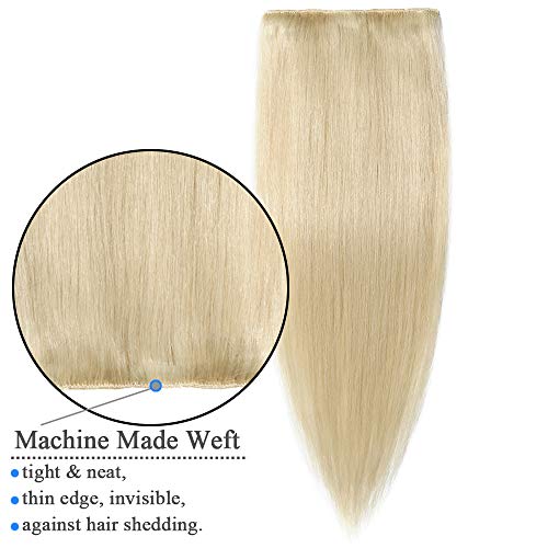 Elailite Postizos de Cabello Humano Extensiones de Clip Pelo Natural Remy Human Hair - 55 cm #60 Rubio Platino -[Delgada]