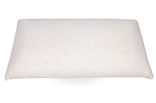 elalmacendelcolchon Almohada viscoelastica, Modelo Aloe Vera con Doble Funda, 60 x 40 x 12 cm, Máxima Adaptabilidad - Todas Las Medidas, Blanco y Beis