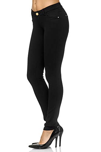 Elara Pantalón Elástico para Mujer Skinny Fit Jegging Chunkyrayan Negro A2488 Black 40 (L)