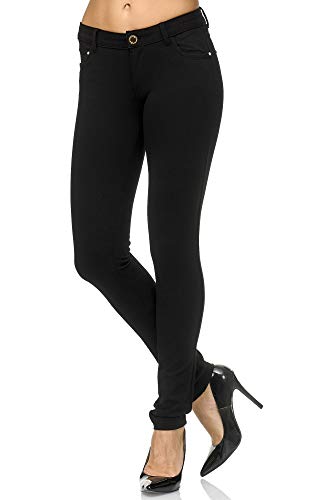Elara Pantalón Elástico para Mujer Skinny Fit Jegging Chunkyrayan Negro A2488 Black 40 (L)