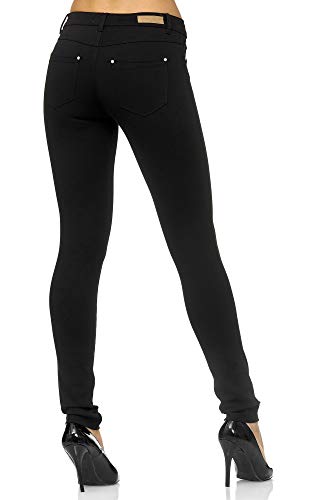 Elara Pantalón Elástico para Mujer Skinny Fit Jegging Chunkyrayan Negro A2488 Black 40 (L)