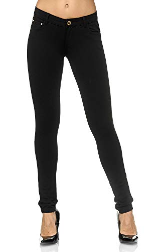 Elara Pantalón Elástico para Mujer Skinny Fit Jegging Chunkyrayan Negro A2488 Black 40 (L)