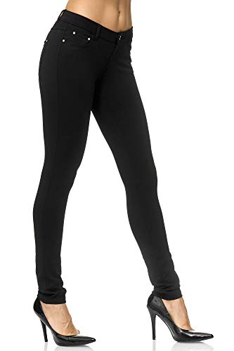Elara Pantalón Elástico para Mujer Skinny Fit Jegging Chunkyrayan Negro A2488 Black 40 (L)