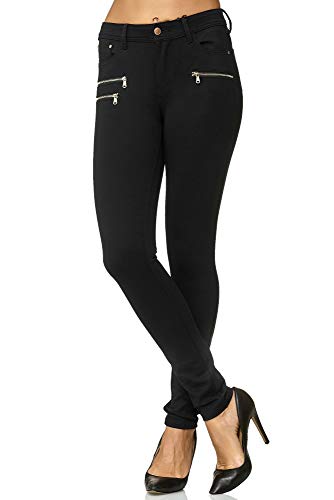 Elara Pantalones Elásticos de Mujer Skinny Fit Jegging Chunkyrayan Negro H86 46 (3XL)