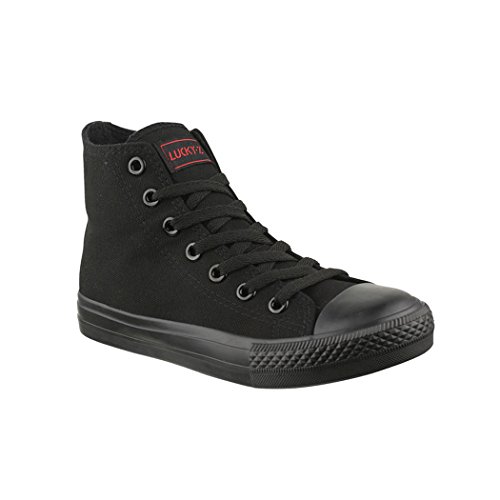 Elara Zapatillas de Deporte Unisex Zapatos Deportivos High Top Chunkyrayan Negro 014-A-Black-Black-38