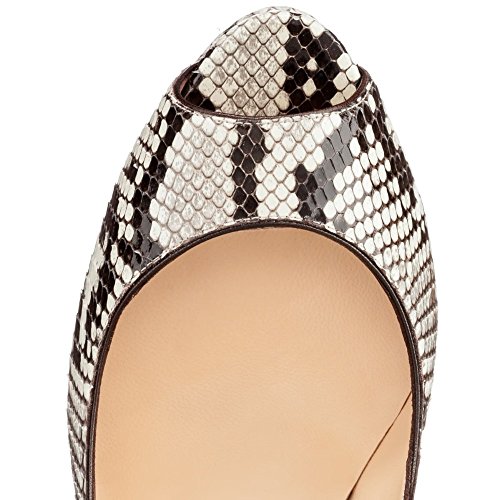 ELASHE - Zapatos para Mujer - Tacón de Aguja -15CM Peep Toe - 3CM Plataforma Tacones Mujer Fiestas Oficina Python EU37