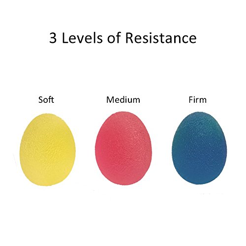ele ELEOPTION Pack de 3 Mano Fortalecimiento Terapia de Alivio del Estrés Bolas, Mano Dedos Grip Fortalecer Terapia Estrés Bolas de Huevo [Suave y Media y Firme], Resistencia Ejercicio Squeeze Huevos