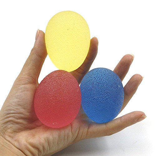 ele ELEOPTION Pack de 3 Mano Fortalecimiento Terapia de Alivio del Estrés Bolas, Mano Dedos Grip Fortalecer Terapia Estrés Bolas de Huevo [Suave y Media y Firme], Resistencia Ejercicio Squeeze Huevos