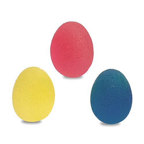 ele ELEOPTION Pack de 3 Mano Fortalecimiento Terapia de Alivio del Estrés Bolas, Mano Dedos Grip Fortalecer Terapia Estrés Bolas de Huevo [Suave y Media y Firme], Resistencia Ejercicio Squeeze Huevos