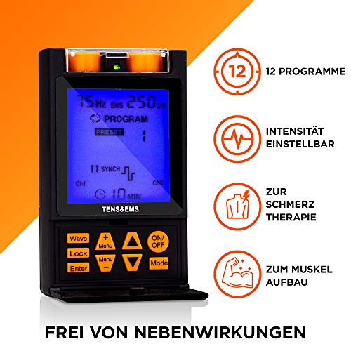 Electroestimulador TENS antidolor EMS musculación - Aparato TC32 Combo - 12 programas