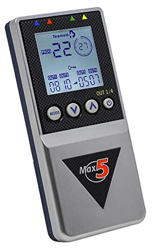 electroestimulador Tesmed Max5 +12 electrodos - pila recargable - tonificación, reafirmación, drenaje, modelación, tratamiento de la celulitis, ondas secuenciales