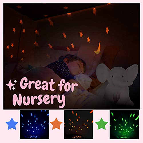 Elefante Peluche Bebe, Luz De Proyector Luces Estrellas Infantil, Lampara Elefante - INNObeta Elley Rosa