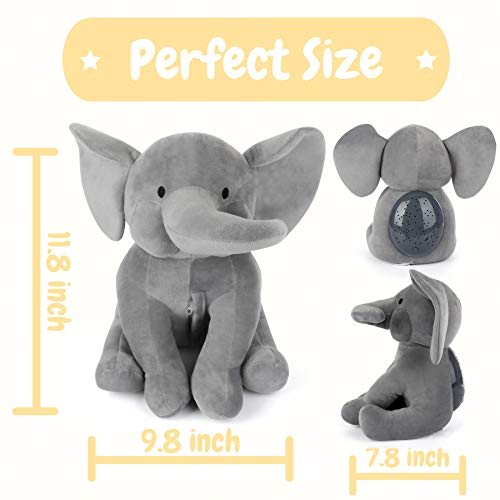 Elefante Peluche Bebe, Luz De Proyector Luces Estrellas Infantil, Lampara Elefante - INNObeta Elphy Gris