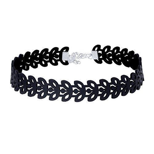 Elegant Rose - Juego de choquers, 24 unidades, set de collares góticos, tattoo, picos, cadenas estrechas, terciopelo, clásico, color negro