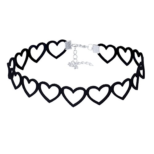 Elegant Rose - Juego de choquers, 24 unidades, set de collares góticos, tattoo, picos, cadenas estrechas, terciopelo, clásico, color negro