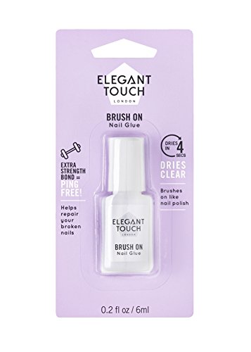 Elegant Touch 4002007 Pegamento con Pincel, 4 Second Brush on Nail Glue, Transparente, 30 g
