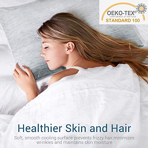 Elegear--Funda de Almohada de Refrescantes, Q-MAX Japonés 0,4 Fibra de Enfriamiento, Funda Protege Almohada de Ambos Lados Suaves Transpirables con Cremallera Oculta, Set de 2(Gris, 50x75cm)