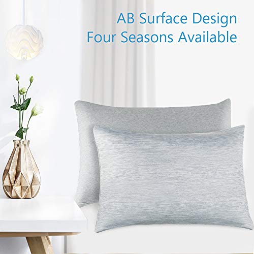 Elegear--Funda de Almohada de Refrescantes, Q-MAX Japonés 0,4 Fibra de Enfriamiento, Funda Protege Almohada de Ambos Lados Suaves Transpirables con Cremallera Oculta, Set de 2(Gris, 50x75cm)