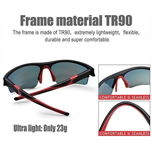 Elegear Gafas de Sol Deportivas Hombre PC 2018 Gafas de Verano Polaroid Anti Rayos UVA UV Marco PC Lente con REVO Anti Aceite Gafas Hombre y Mujer Bici Running Coche MTB Moto Montaña Esquí - Rojo