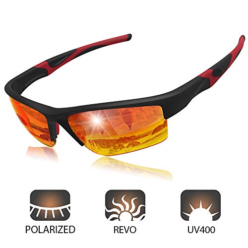 Elegear Gafas de Sol Deportivas Hombre PC 2018 Gafas de Verano Polaroid Anti Rayos UVA UV Marco PC Lente con REVO Anti Aceite Gafas Hombre y Mujer Bici Running Coche MTB Moto Montaña Esquí - Rojo