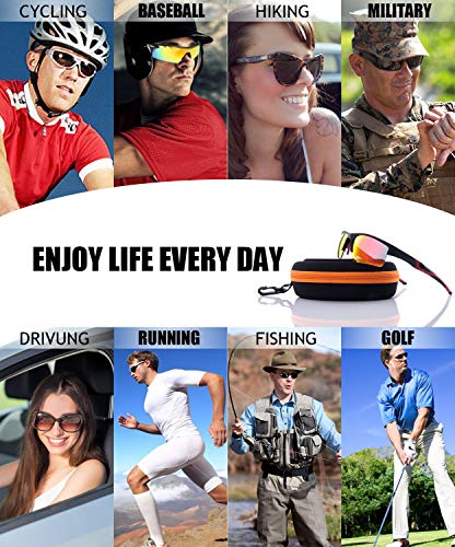Elegear Gafas de Sol Deportivas Hombre PC 2018 Gafas de Verano Polaroid Anti Rayos UVA UV Marco PC Lente con REVO Anti Aceite Gafas Hombre y Mujer Bici Running Coche MTB Moto Montaña Esquí - Rojo