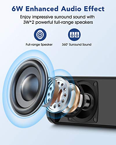 ELEGIANT Altavoces PC, Mini Barra de Sonido USB Altavoz Sobremesa Estéreo con Cable para Ordenador con Control de Volumen en Línea para Escritorio Oficina para Ordenador Portátil Móvil, Negro