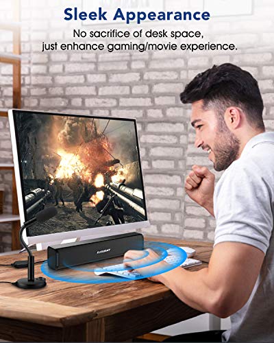 ELEGIANT Altavoces PC, Mini Barra de Sonido USB Altavoz Sobremesa Estéreo con Cable para Ordenador con Control de Volumen en Línea para Escritorio Oficina para Ordenador Portátil Móvil, Negro